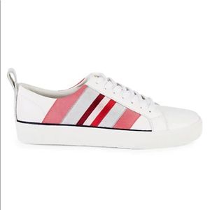 DVF Tesse Ribbon Stripe Sneakers in Peach 8.5